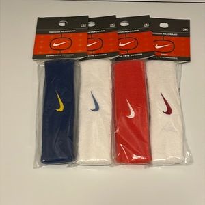 Nike Swoosh headband head sweat band X 4 White Orange Royal Blue New Vintage